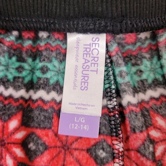 Secret Treasures Black Poinsettia Print Loungewear Joggers - Size Large NWT - Picture 4 of 14